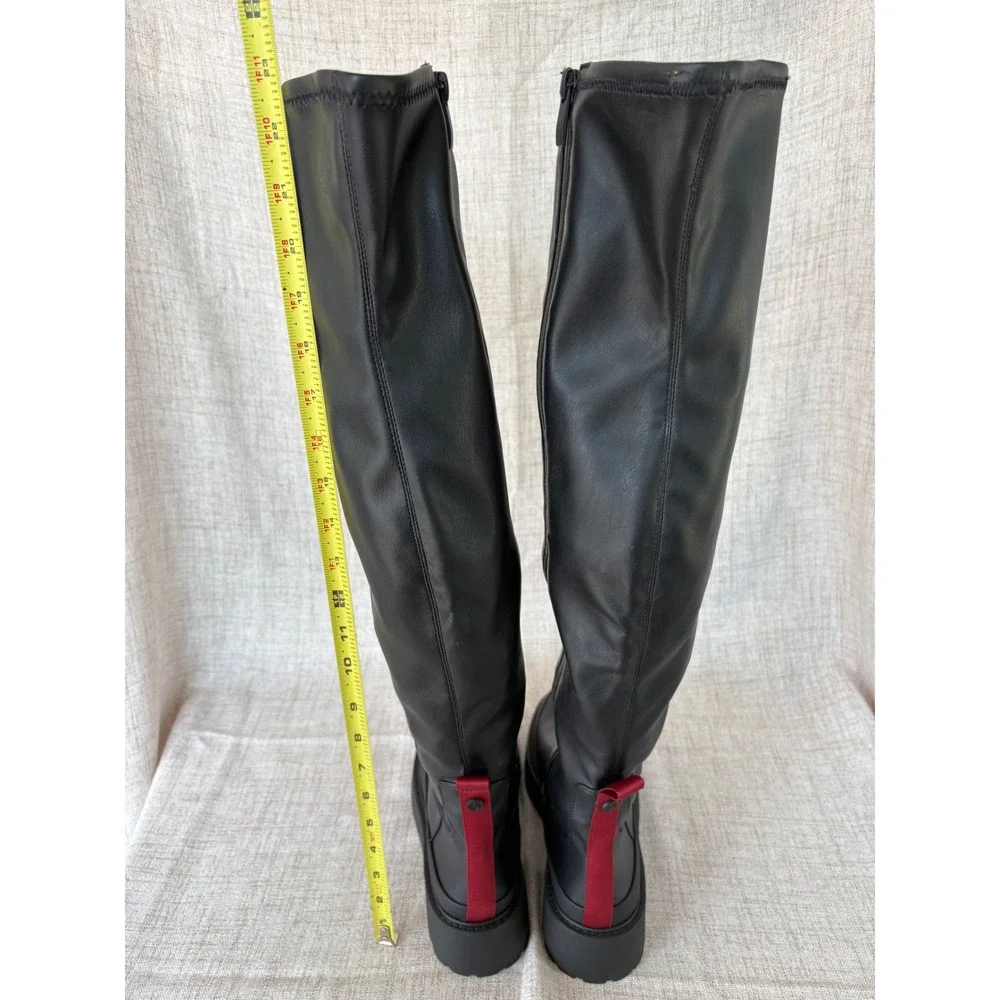 Franco Sarto Over The Knee Boots Womens 7 Black Excellent Lug Sole Platform